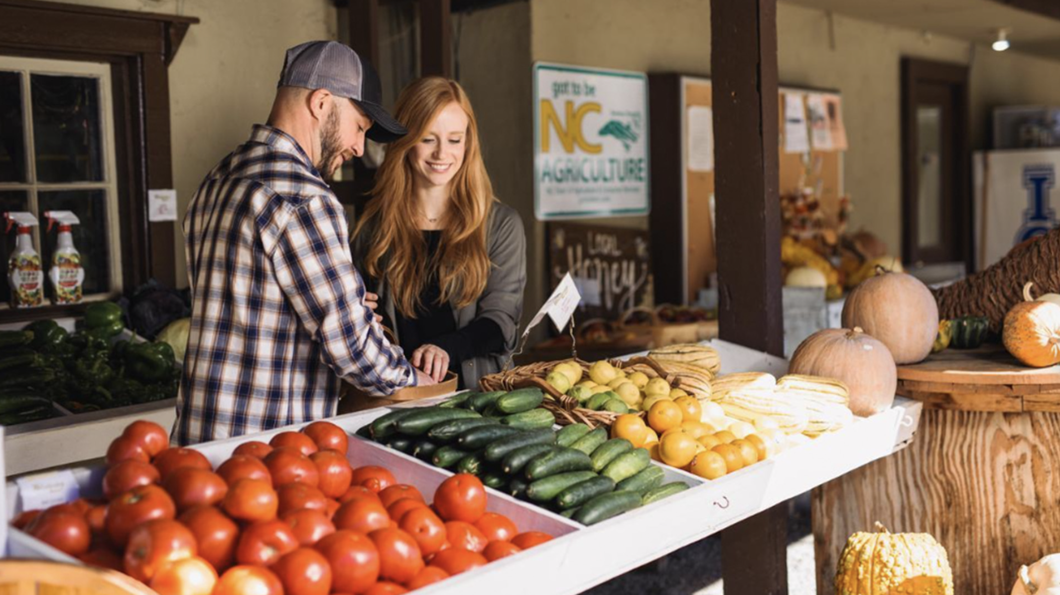 Couple shopping at a fresh market